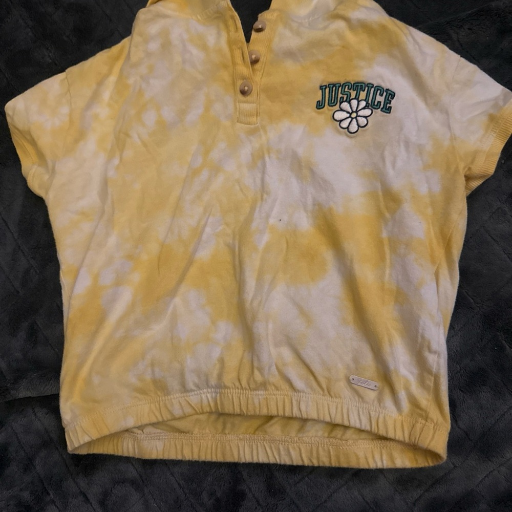 Justice Yellow Tie-Dye Short Sleeve Tee